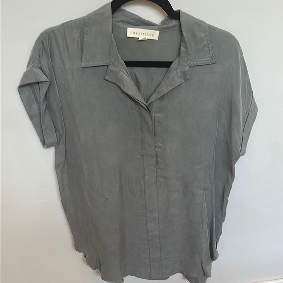 lovestitch Tops - Lovestitch Gray Cuffed Sleeve Shirt